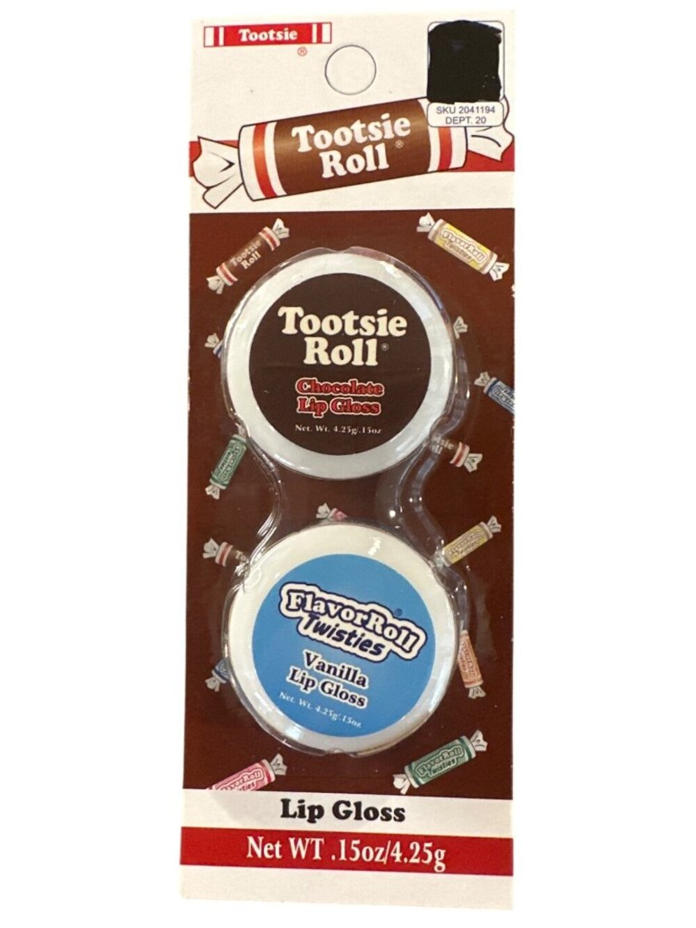 2003 Lotta Luv TOOTSIE ROLL Chocolate+FlavorRoll Twisties Vanilla Lip Gloss Balm
